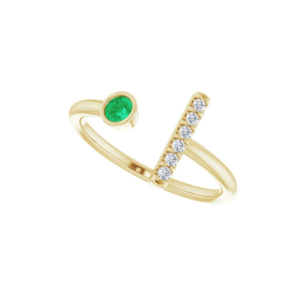 10K White Lab-Grown Emerald & .05 CTW Natural Diamond Bar Ring