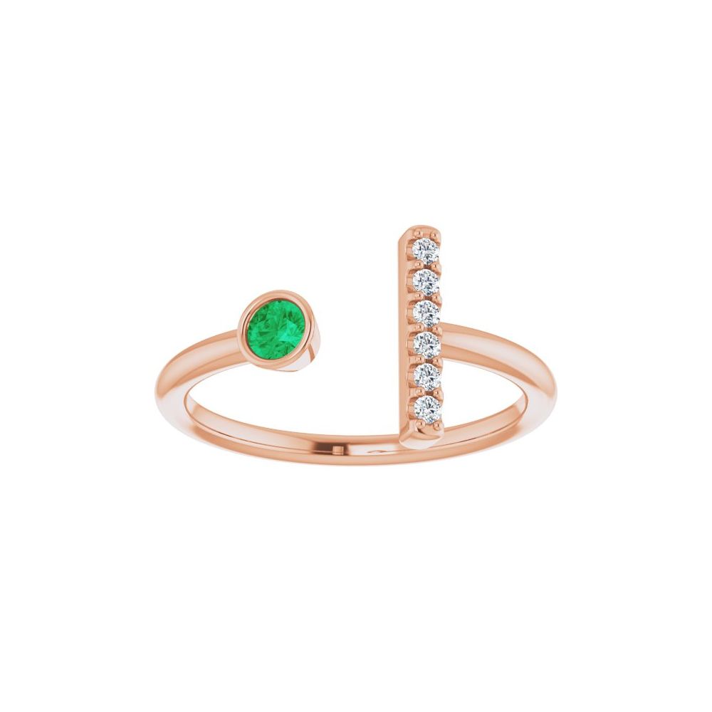 10K White Lab-Grown Emerald & .05 CTW Natural Diamond Bar Ring