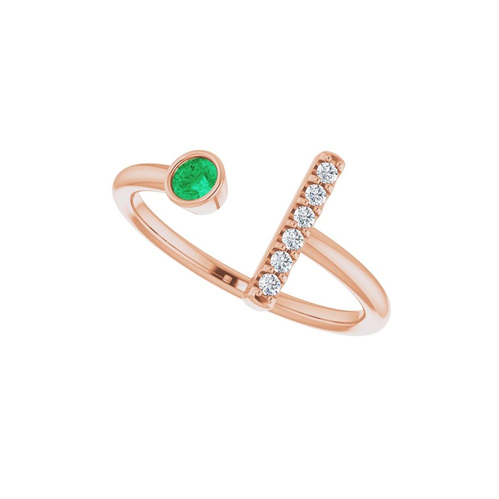 10K White Lab-Grown Emerald & .05 CTW Natural Diamond Bar Ring