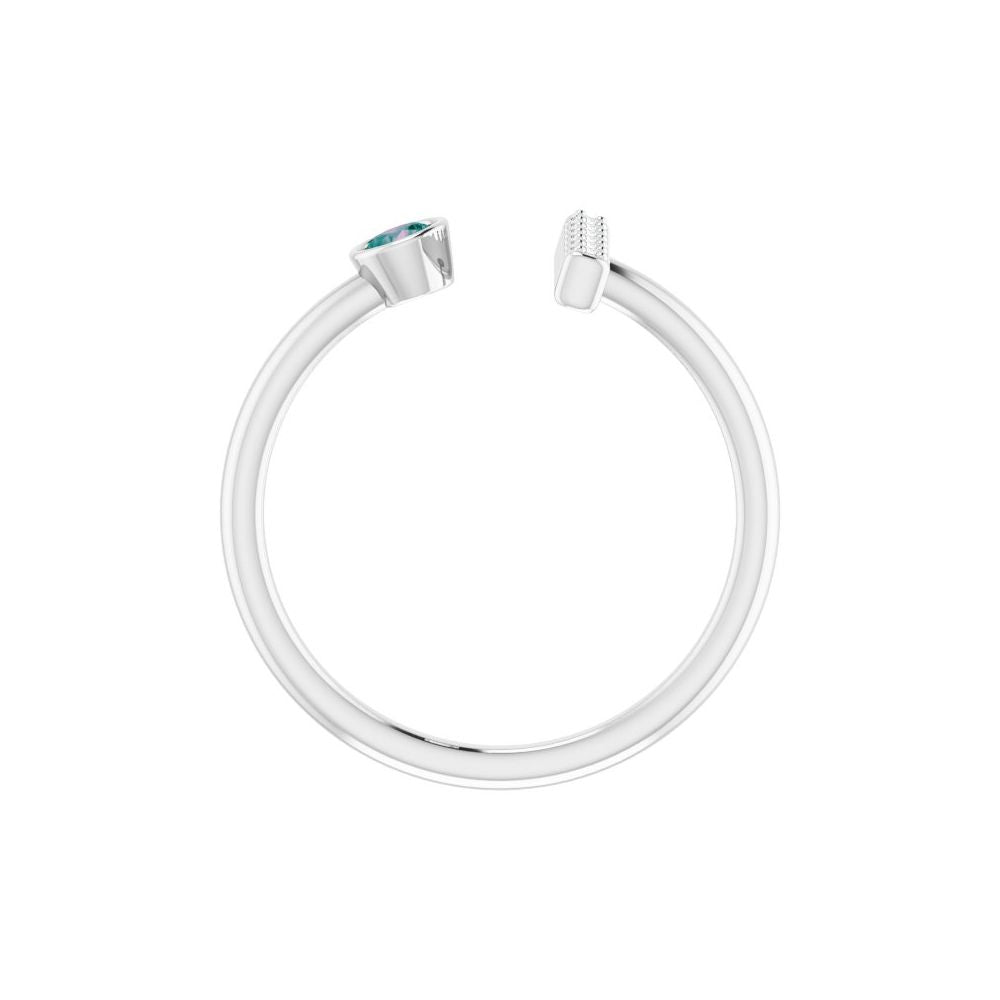 10K White Lab-Grown Emerald & .05 CTW Natural Diamond Bar Ring