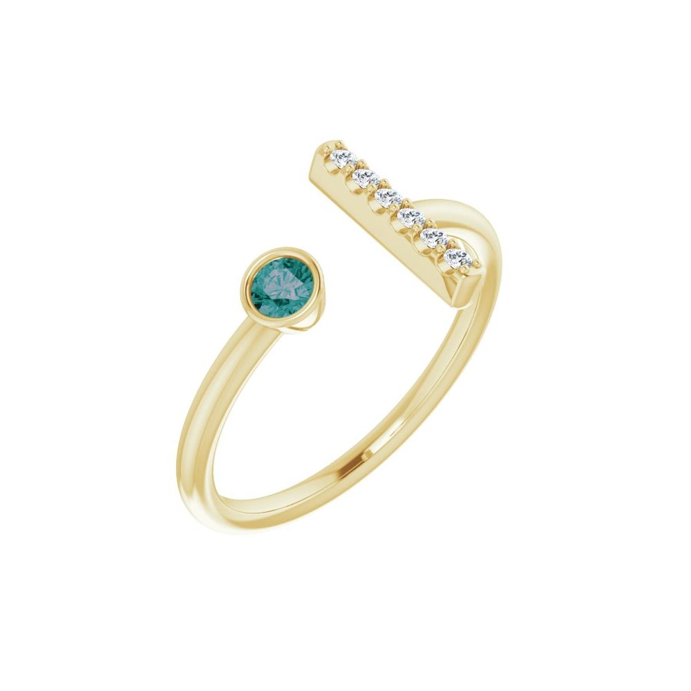 10K White Lab-Grown Emerald & .05 CTW Natural Diamond Bar Ring
