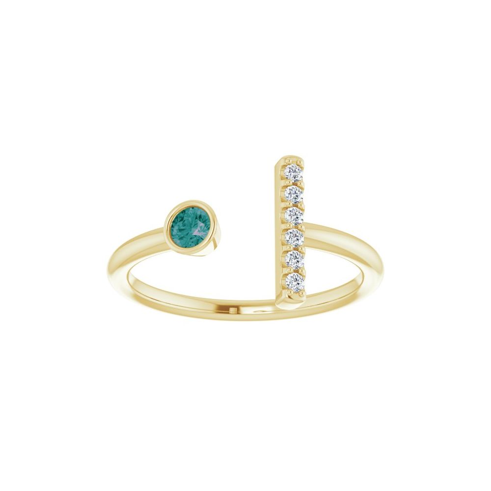10K White Lab-Grown Emerald & .05 CTW Natural Diamond Bar Ring