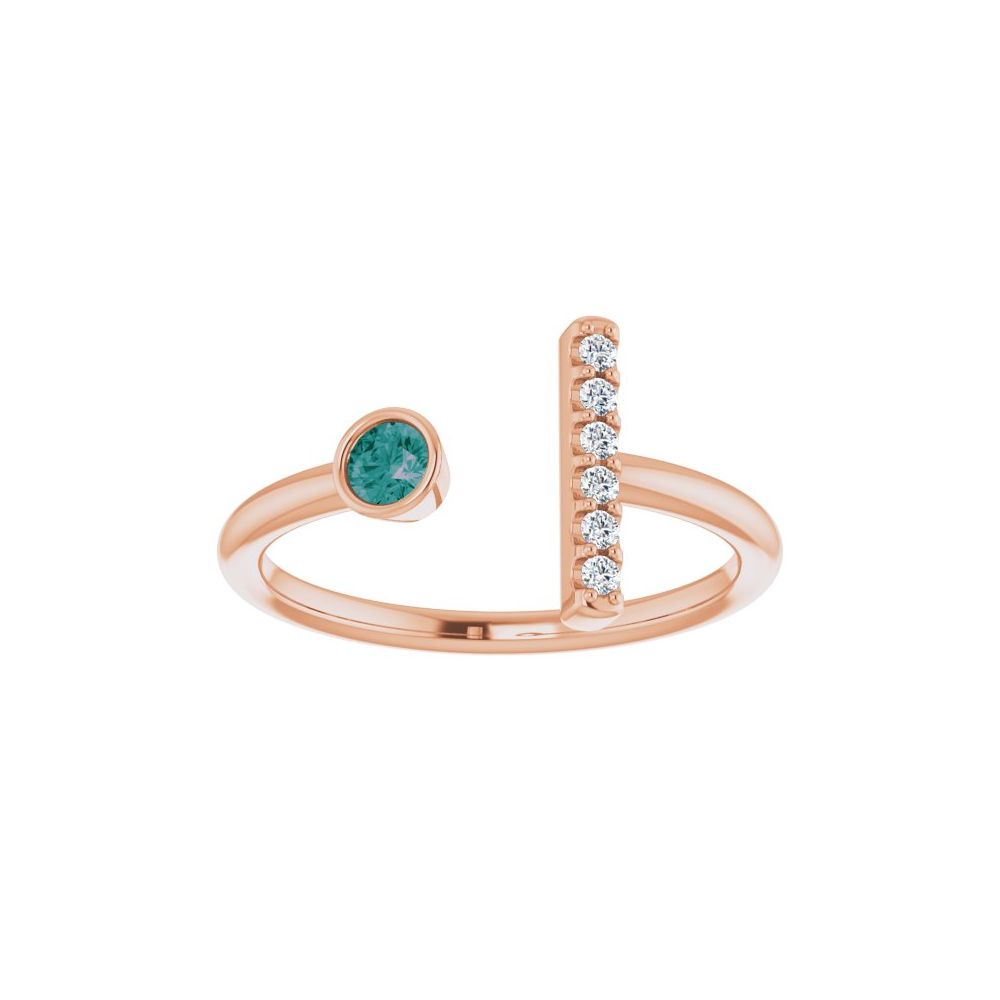 10K White Lab-Grown Emerald & .05 CTW Natural Diamond Bar Ring