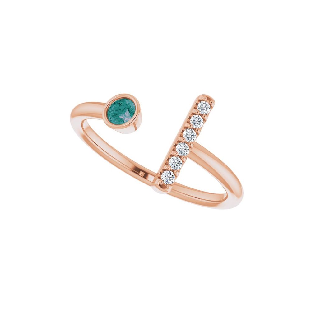 10K White Lab-Grown Emerald & .05 CTW Natural Diamond Bar Ring
