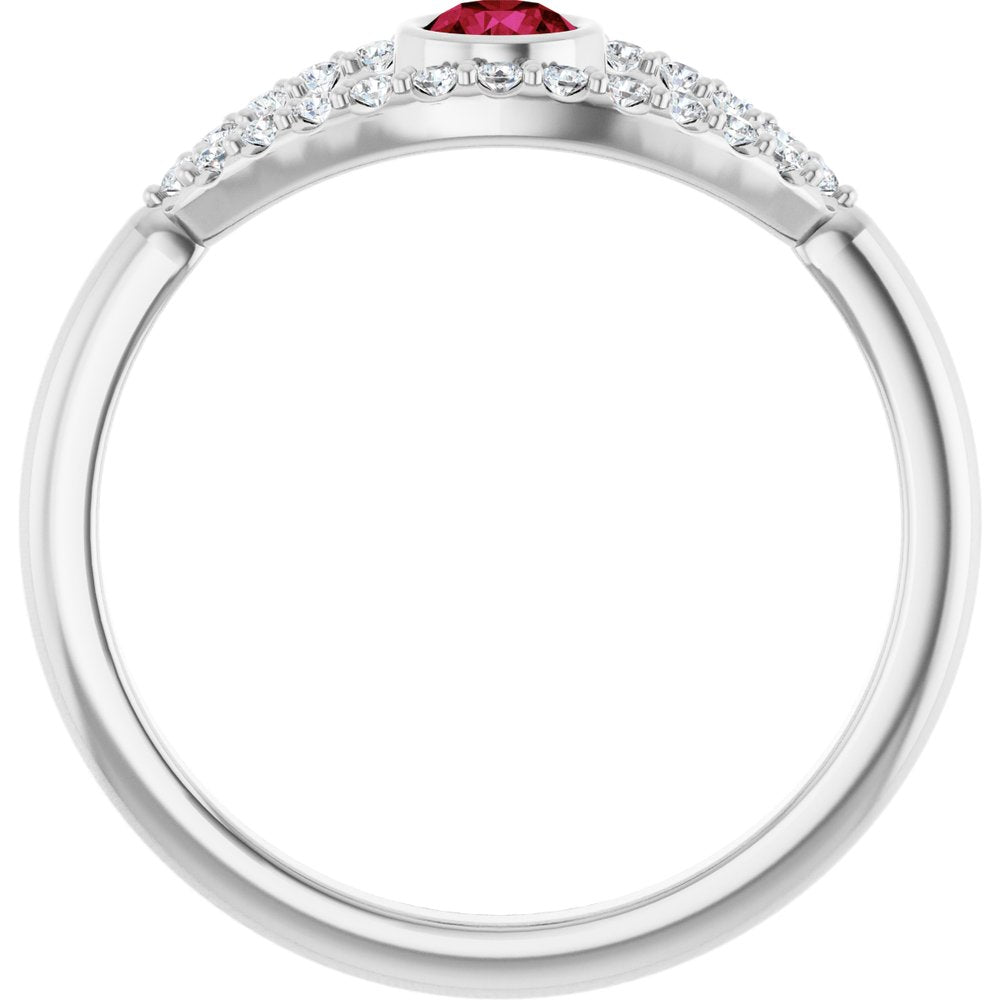 10K White Lab-Grown Emerald & Natural White Sapphire Evil Eye Ring