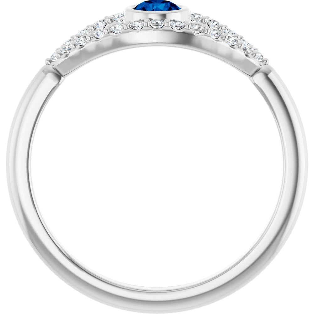 10K White Lab-Grown Emerald & Natural White Sapphire Evil Eye Ring