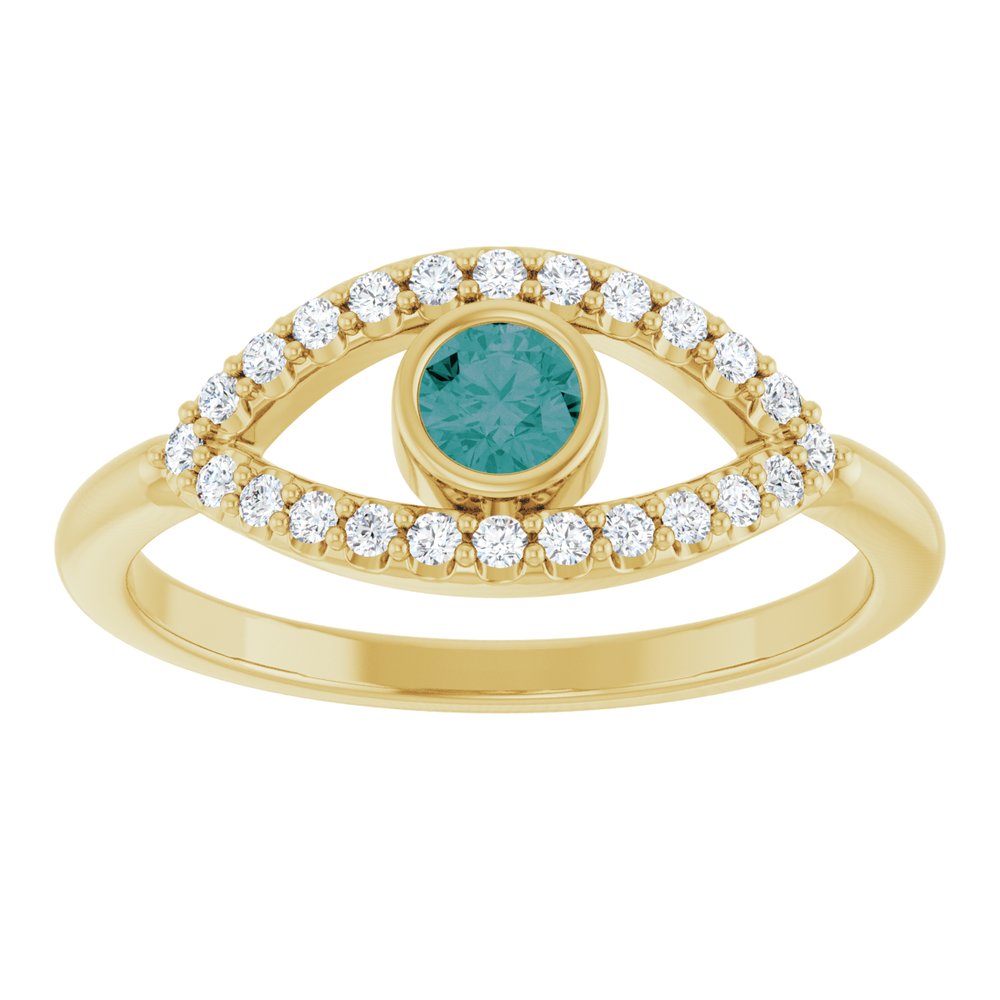 10K White Lab-Grown Emerald & Natural White Sapphire Evil Eye Ring