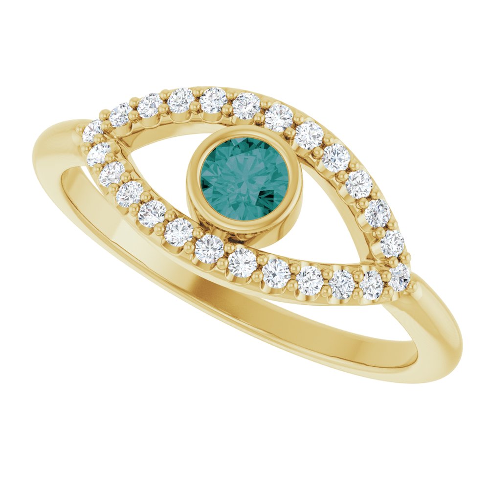 10K White Lab-Grown Emerald & Natural White Sapphire Evil Eye Ring