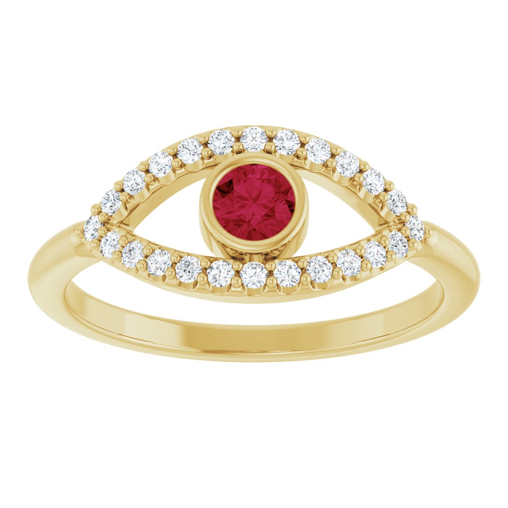 10K White Lab-Grown Emerald & Natural White Sapphire Evil Eye Ring