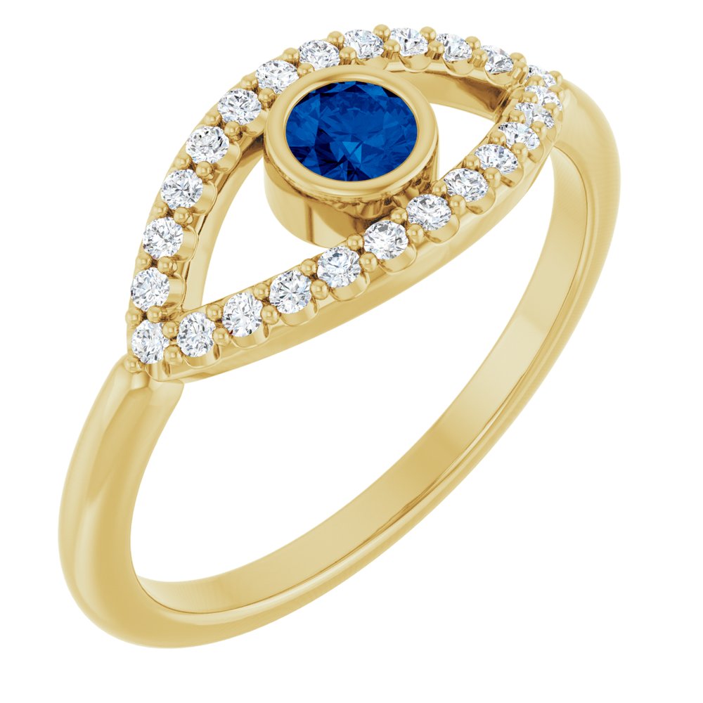 10K White Lab-Grown Emerald & Natural White Sapphire Evil Eye Ring