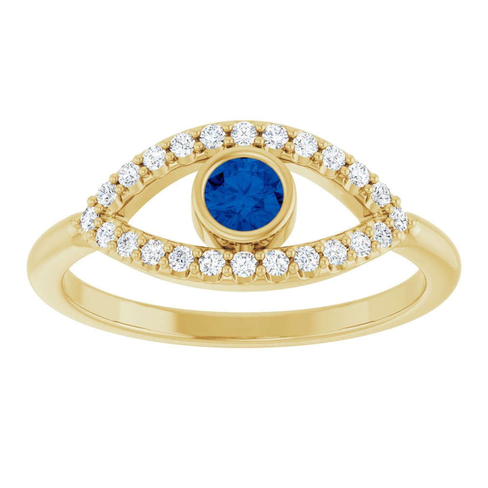 10K White Lab-Grown Emerald & Natural White Sapphire Evil Eye Ring