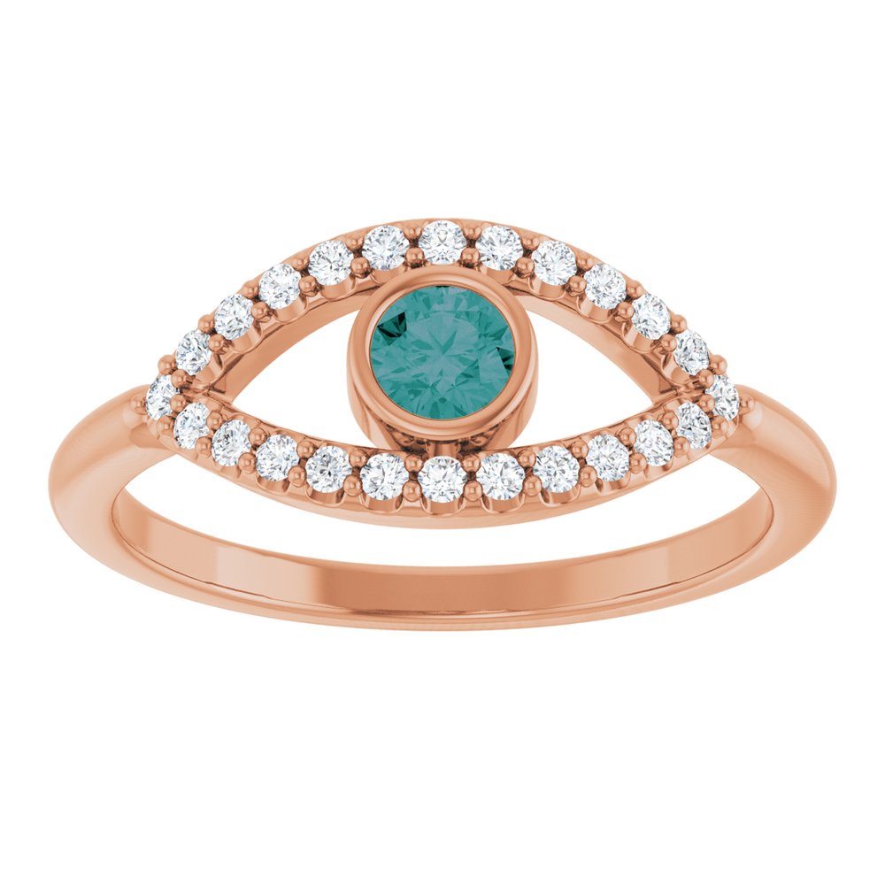 10K White Lab-Grown Emerald & Natural White Sapphire Evil Eye Ring