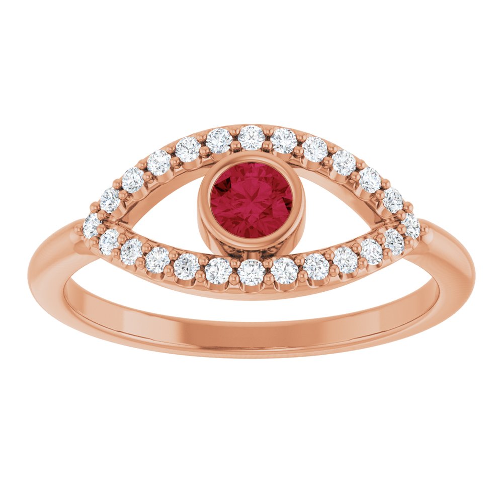 10K White Lab-Grown Emerald & Natural White Sapphire Evil Eye Ring