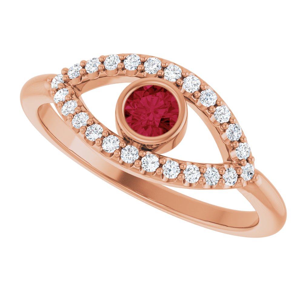 10K White Lab-Grown Emerald & Natural White Sapphire Evil Eye Ring