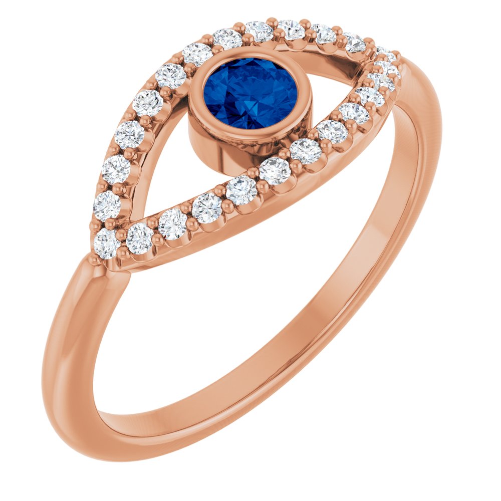 10K White Lab-Grown Emerald & Natural White Sapphire Evil Eye Ring