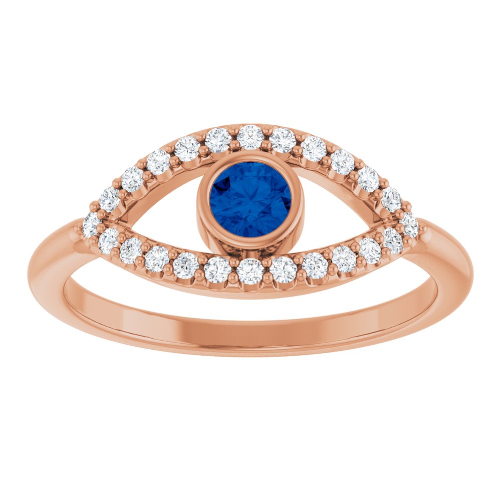 10K White Lab-Grown Emerald & Natural White Sapphire Evil Eye Ring