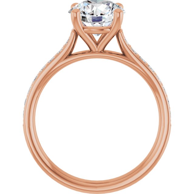 DEMI Solitaire Round Engagement Ring with Princess Cut Shoulder Diamonds - 18K Rose Gold - View 2