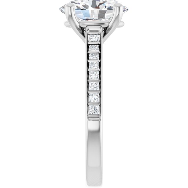 DEMI Solitaire Oval Engagement Ring with Princess Cut Shoulder Diamonds - Platinum - View 4