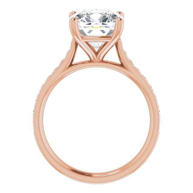 DEMI Solitaire Cushion Engagement Ring with Princess Cut Shoulder Diamonds - 18K Rose Gold - View 2