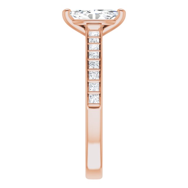 DEMI Solitaire Marquise Engagement Ring with Princess Cut Shoulder Diamonds - 18K Rose Gold - View 4