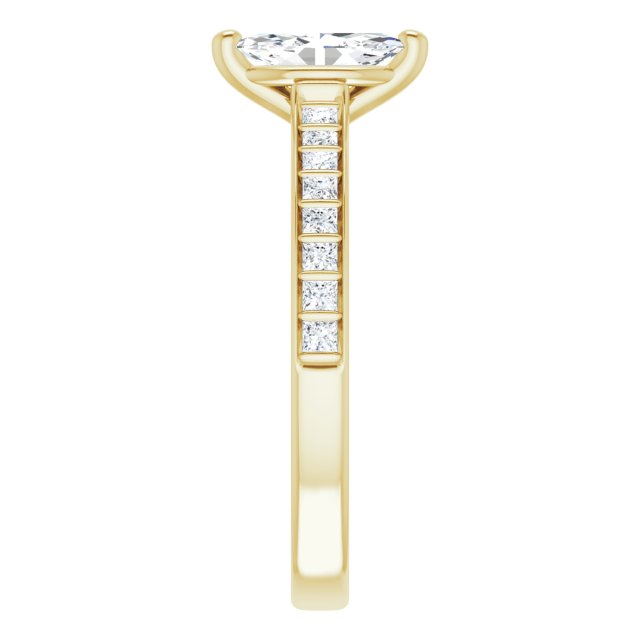DEMI Solitaire Marquise Engagement Ring with Princess Cut Shoulder Diamonds - 18K Yellow Gold - View 4