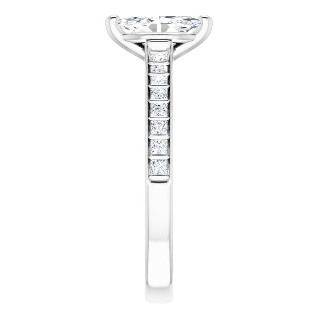 DEMI Solitaire Marquise Engagement Ring with Princess Cut Shoulder Diamonds - Platinum - View 4
