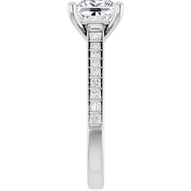 DEMI Solitaire Square Engagement Ring with Princess Cut Shoulder Diamonds - Platinum - View 4