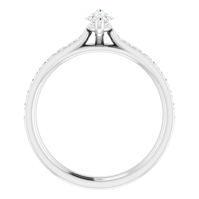 DEMI Solitaire Marquise Engagement Ring with Princess Cut Shoulder Diamonds - Platinum - View 2