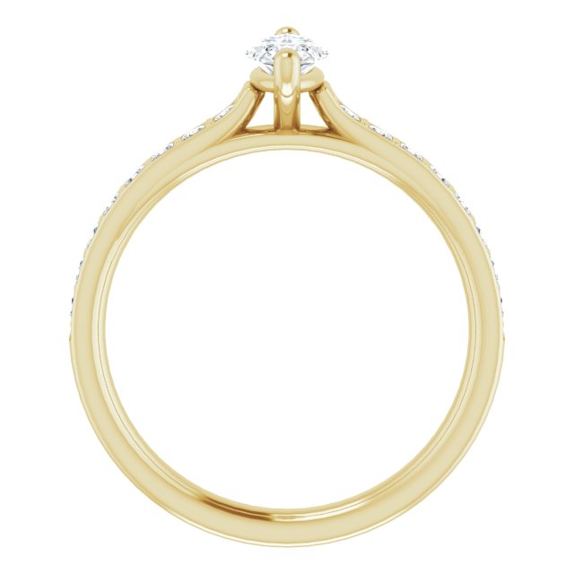DEMI Solitaire Marquise Engagement Ring with Princess Cut Shoulder Diamonds - 18K Yellow Gold - View 2