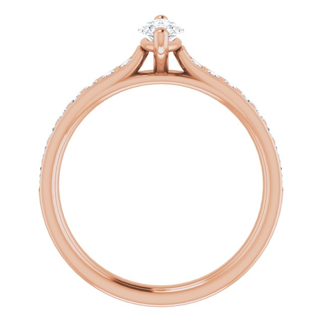DEMI Solitaire Marquise Engagement Ring with Princess Cut Shoulder Diamonds - 18K Rose Gold - View 2