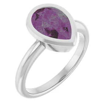 ADINA Pear cut Bezel set coloured solitaire