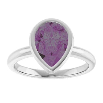 ADINA Pear cut Bezel set coloured solitaire