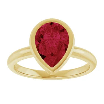 ADINA Pear cut Bezel set coloured solitaire
