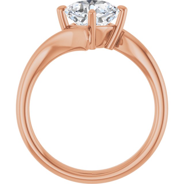 ANNE Solitaire Cushion Engagement Ring with Sweeping Band - 18K Rose Gold - View 2