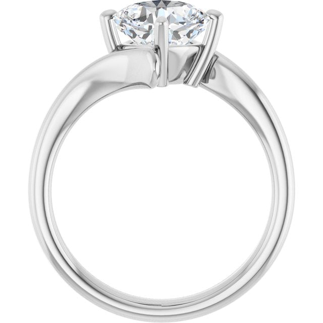 ANNE Solitaire Cushion Engagement Ring with Sweeping Band - Platinum - View 2