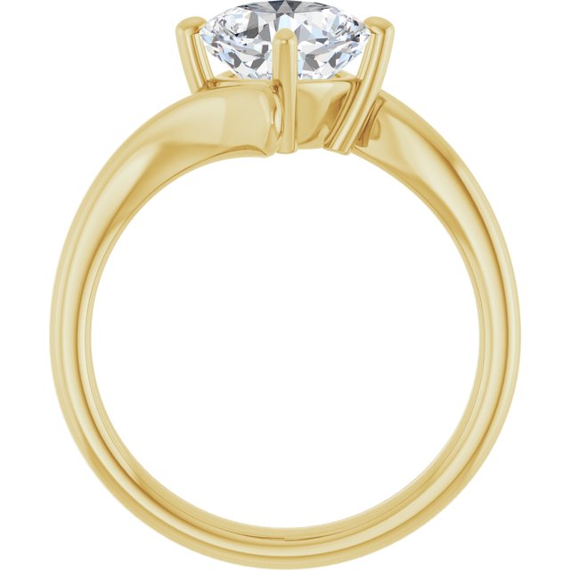 ANNE Solitaire Cushion Engagement Ring with Sweeping Band - 18K Yellow Gold - View 2