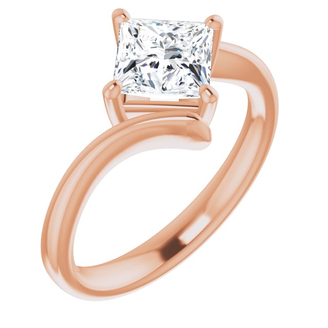 ANNE Solitaire Square Engagement Ring with Sweeping Band - 18K Rose Gold - View 1