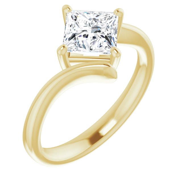 ANNE Solitaire Square Engagement Ring with Sweeping Band - 18K Yellow Gold - View 1