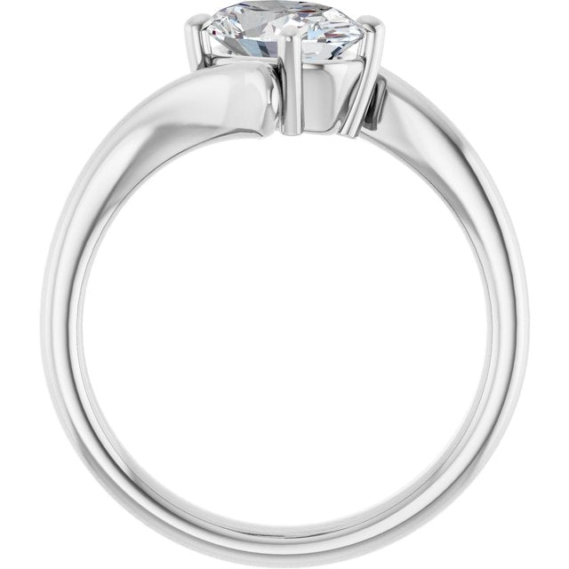 ANNE Solitaire Oval Engagement Ring with Sweeping Band - Platinum - View 2