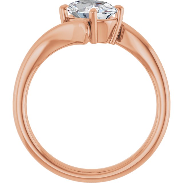 ANNE Solitaire Oval Engagement Ring with Sweeping Band - 18K Rose Gold - View 2