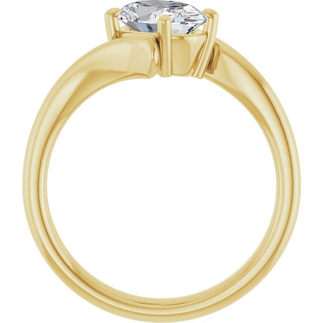 ANNE Solitaire Oval Engagement Ring with Sweeping Band - 18K Yellow Gold - View 2