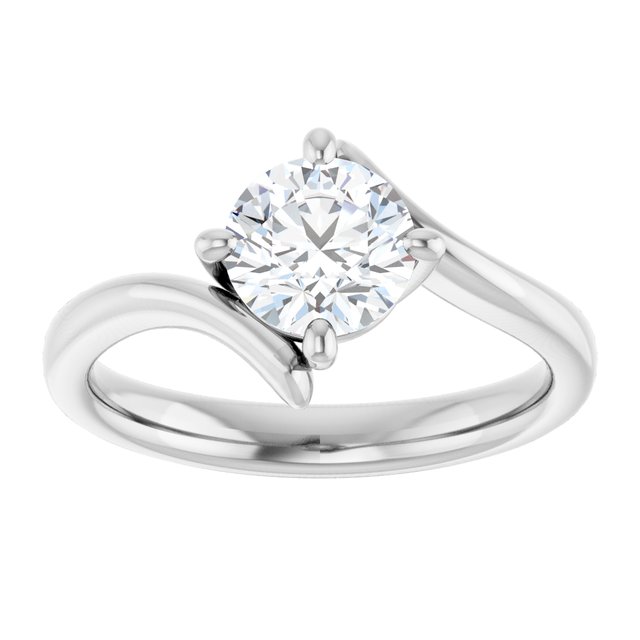 ANNE Solitaire Round Engagement Ring with Sweeping Band - Platinum - View 3
