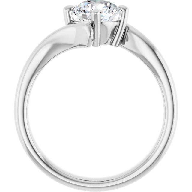 ANNE Solitaire Round Engagement Ring with Sweeping Band - Platinum - View 2
