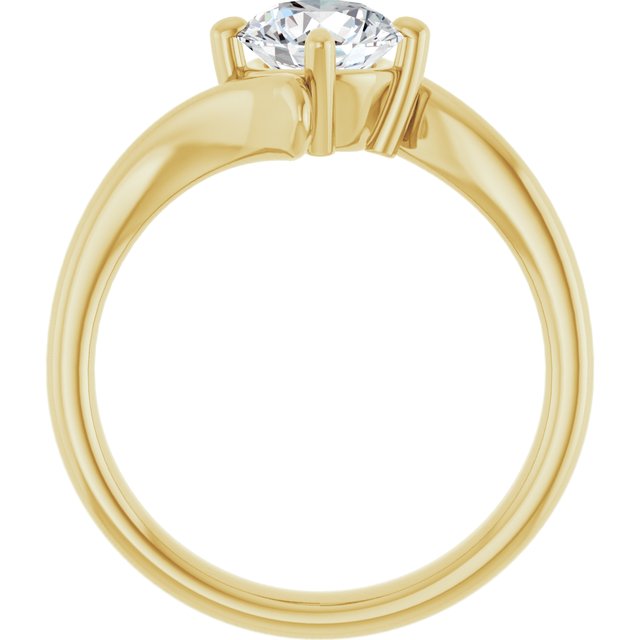 ANNE Solitaire Round Engagement Ring with Sweeping Band - 18K Yellow Gold - View 2