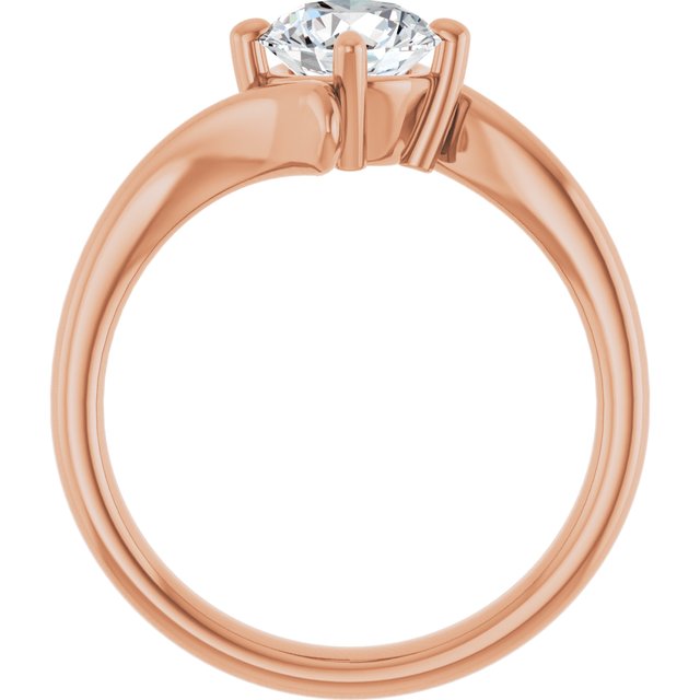 ANNE Solitaire Round Engagement Ring with Sweeping Band - 18K Rose Gold - View 2