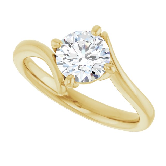 ANNE Solitaire Round Engagement Ring with Sweeping Band - 18K Yellow Gold - View 5
