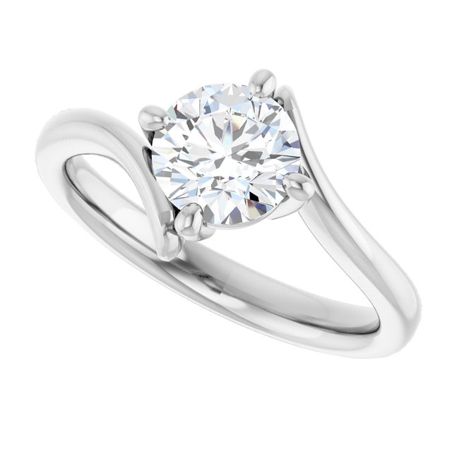 ANNE Solitaire Round Engagement Ring with Sweeping Band - Platinum - View 5