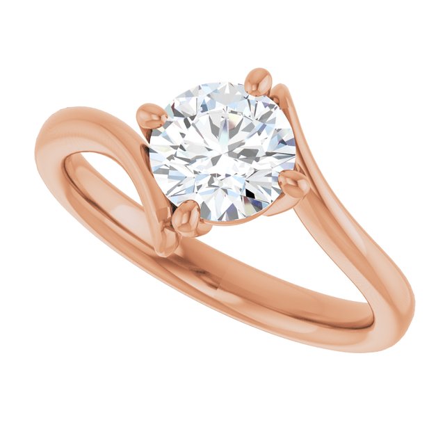 ANNE Solitaire Round Engagement Ring with Sweeping Band - 18K Rose Gold - View 5