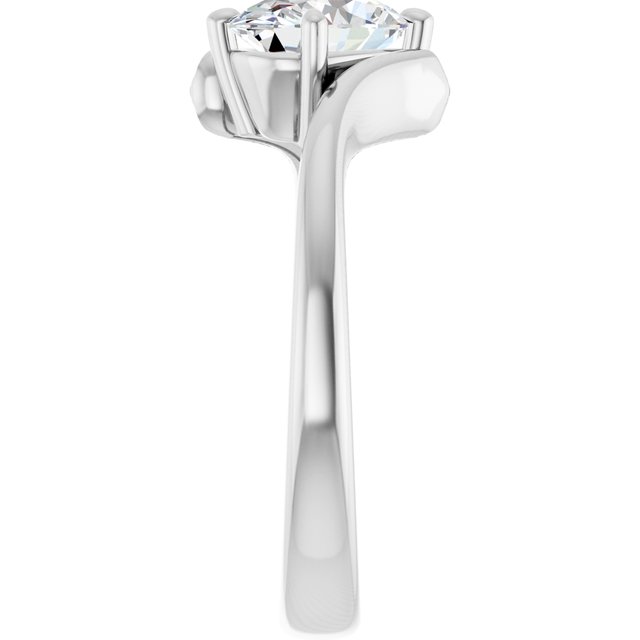 ANNE Solitaire Oval Engagement Ring with Sweeping Band - Platinum - View 4