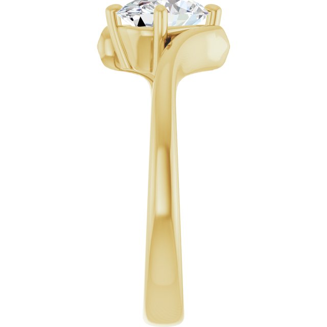 ANNE Solitaire Oval Engagement Ring with Sweeping Band - 18K Yellow Gold - View 4